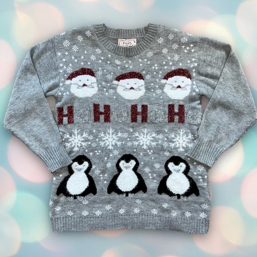 Women’s Knit Santa Penguin Holiday Ugly Christmas Sweater Size M